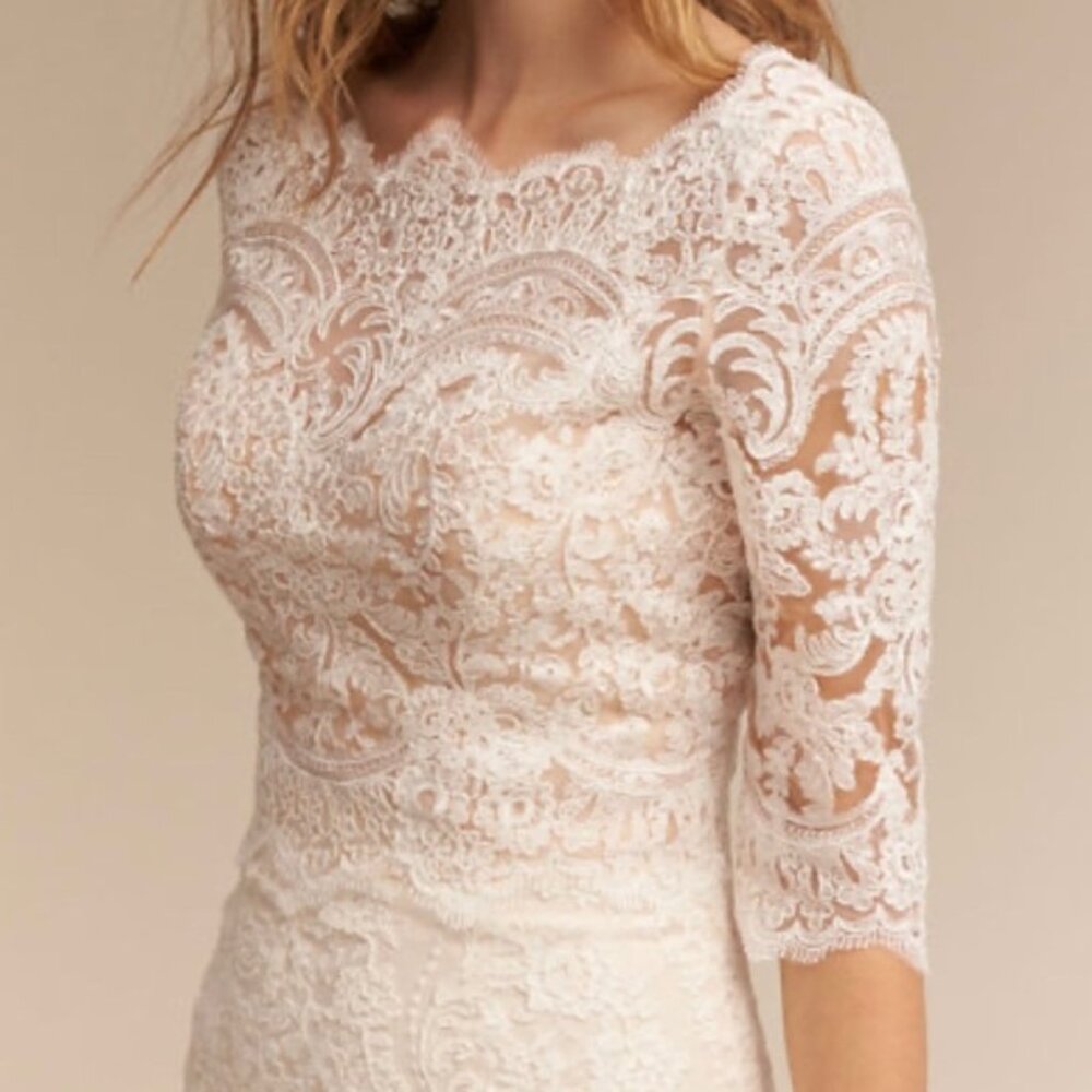 NWT Anthropologie BHLDN 'Capri' topper lace ivory 6 buttons feminine romantic
